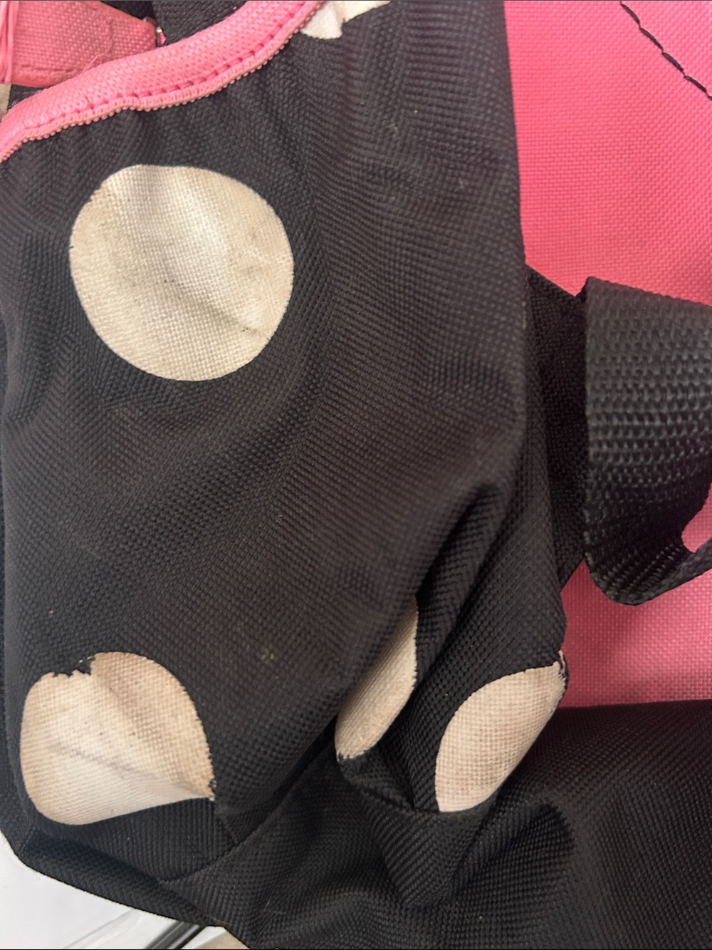 ☮️Justice Backpack - Black & Pink Polka Dots with Glitter J ☮️ - Picture 10 of 14